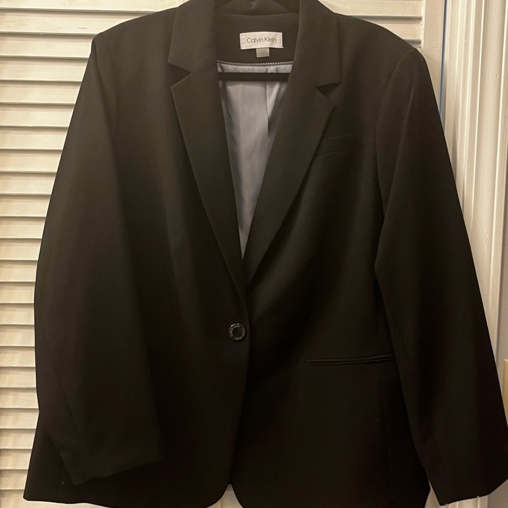 Calvin Klein Womens Plus Blazer 18W Black